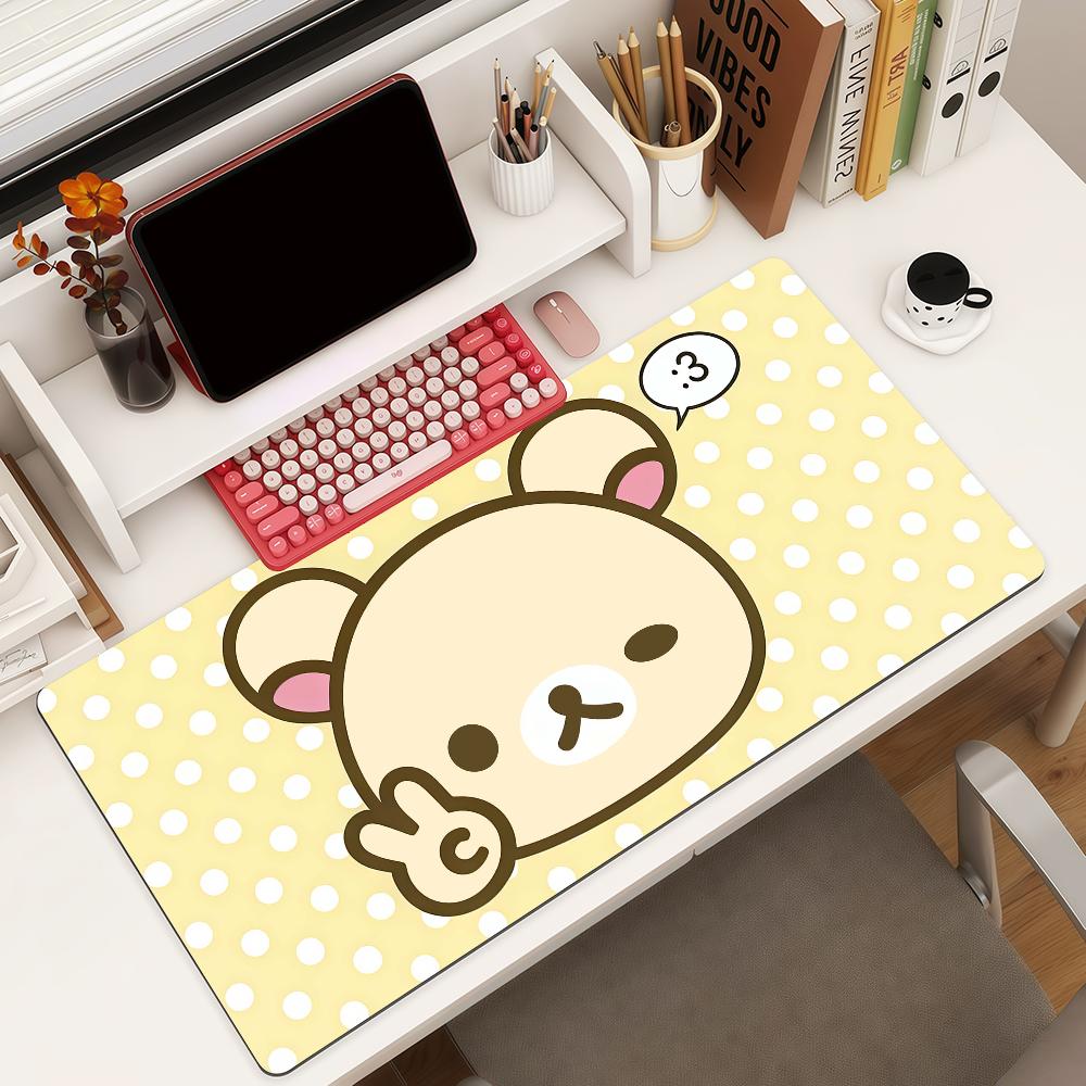 Cartoon Cute Rrilakkuma Mouse Pad Square Office Gaming Desk Mat Waterproof Nonslip Rubber Decorative