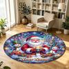 Christmas (86) Theme Circular Crystal Velvet Carpet Customized Name & Text Round Soft Floor Rug For Living Room Bedroom Decor