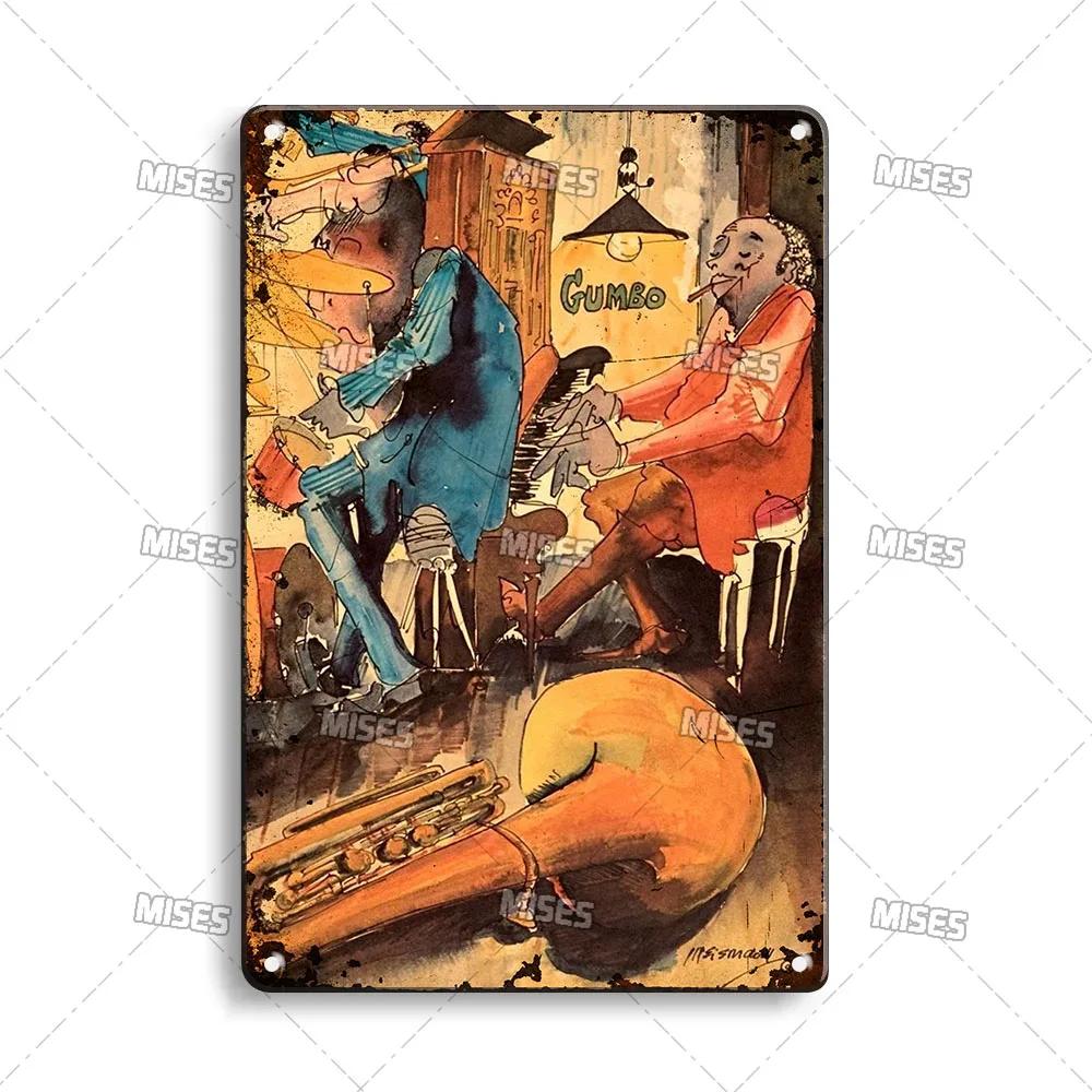 MISES JAZZ Metal Poster Vintage Metal Tin Sign Decorative Plate Metal Sign Music Metal Plaque Home Bar Studio Industrial Decor