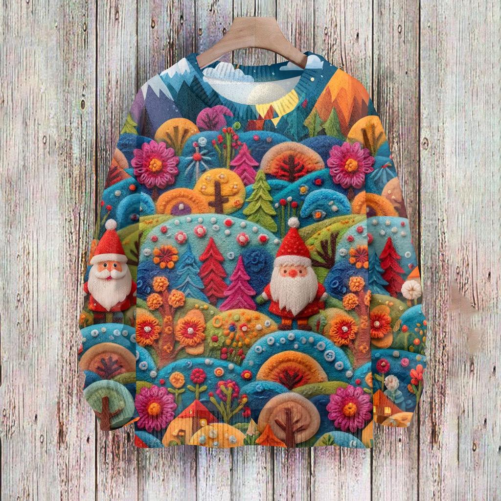 Vánoční mikiny pro ženy Pletený svetr Roztomilá košile Podzimní svetry s výstřihem