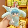 Fluffy Angel Bunny Keychain Plush Toy Pendant Cute Soft Vinyl Doll for Kids Birthday Present
