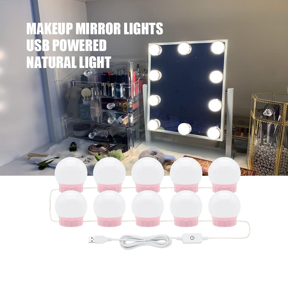 

Крытый светодиодный светильник для зеркала для макияжа, голливудский USB-настенный светильник для туалетного столика с регулируемой яркостью, натуральный белый цвет, 6, 10, 14 лампочек для украшения туалетного столика