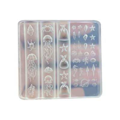 Reusable Transparent Pin Sculpture Mold With Oceanic Patterns For Professional Manicure Art