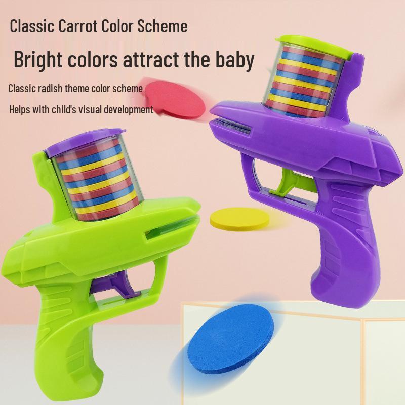 Children's Carrot-Themed Soft Bullet Frisbee Gun Toy for Outdoor Parent-Child Play