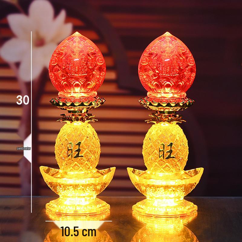 Electric Candle God of Wealth Offering Lamp: Lotus/Buddha Design, Battery-Powered, Ever-Burning for Home Altars.