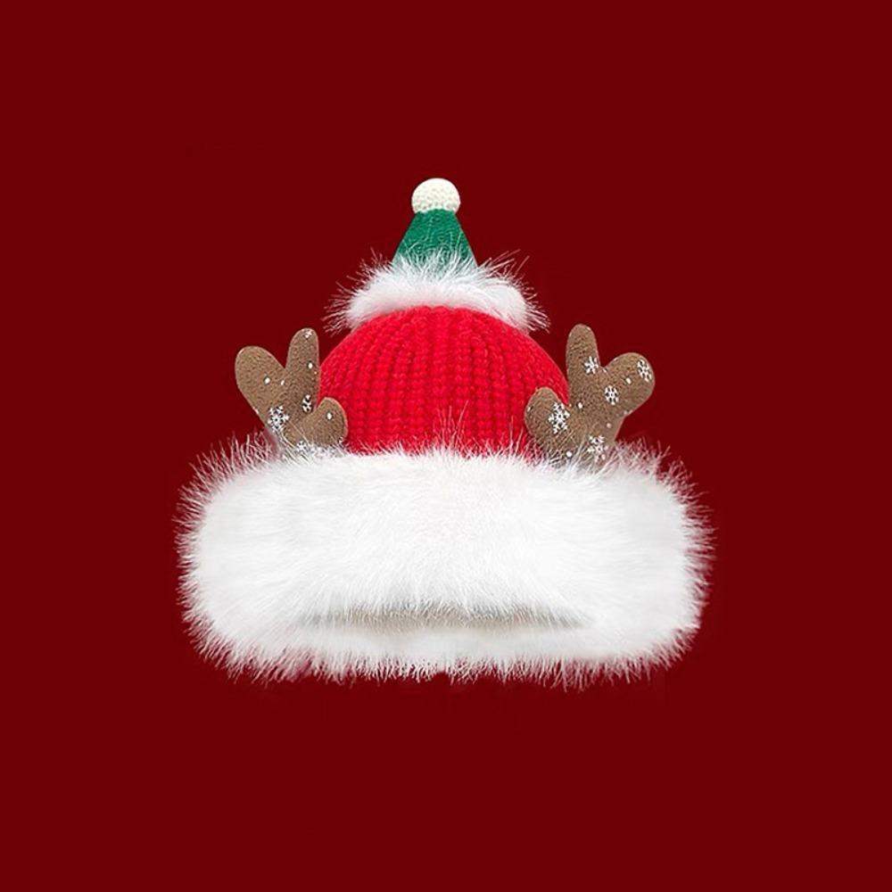 Soft Christmas Plush Cap Windproof Big Pullover Hat Fashion Thickened Brimless Cap  Outdoor