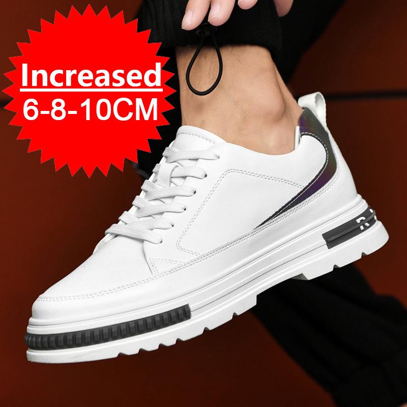 Nye Herre Høydeøkende Sko 8cm 10cm Luksusmerke Sneaker Ekte Skinn Herre Skjulte Hæler Mote Flats Fritidssko