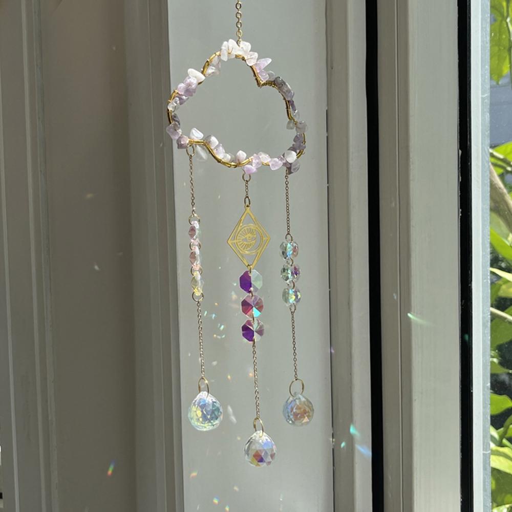 K9 Crystal Suncatcher Cloud Shape Pendant with Natural Stone Prism Rainbow Maker Sun Catcher Home Art Craft Hanging Outdoor Deco