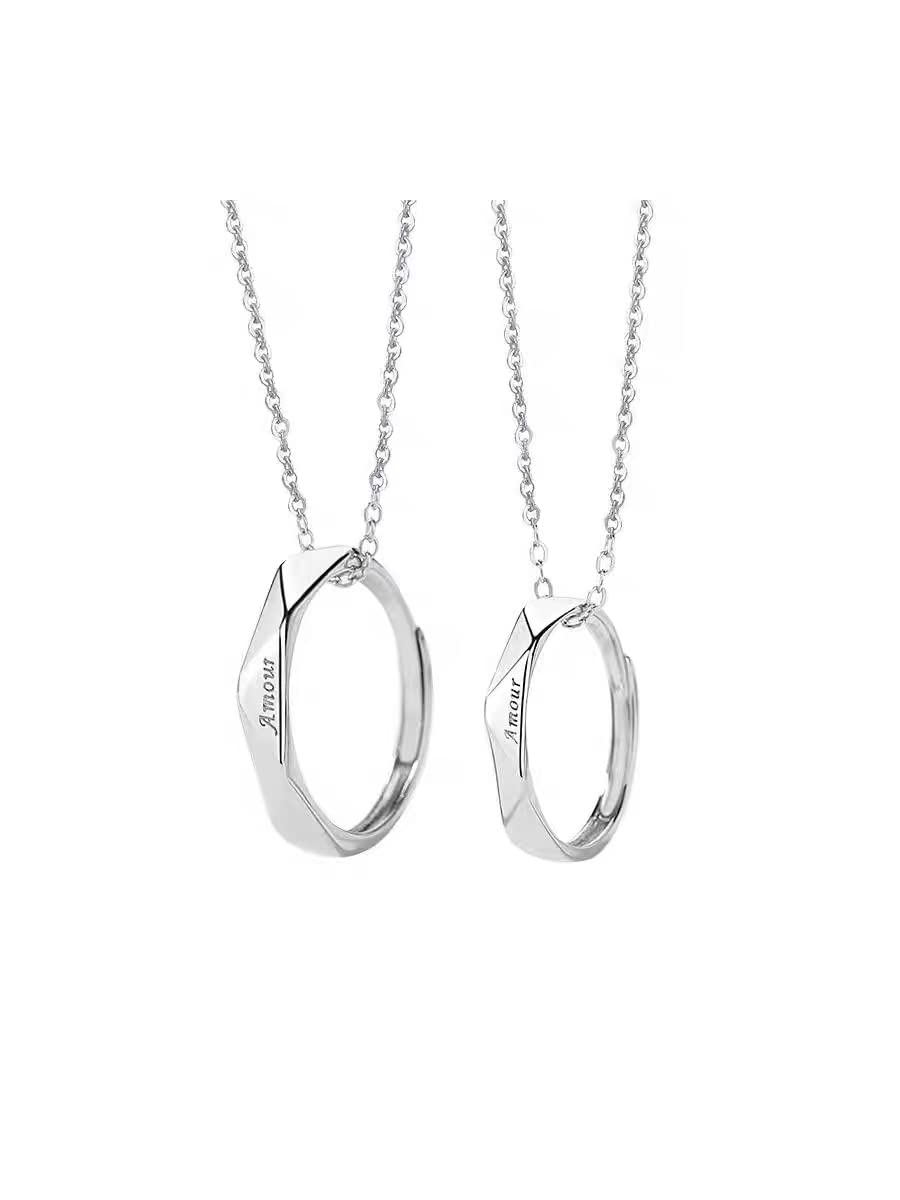 

[LinnWell] Amazon Exclusive Brand Men s Necklace Women s Necklace Sterling Silver 925 Pure Silver Popular Ring Couple Necklace Simple Stylish Ring