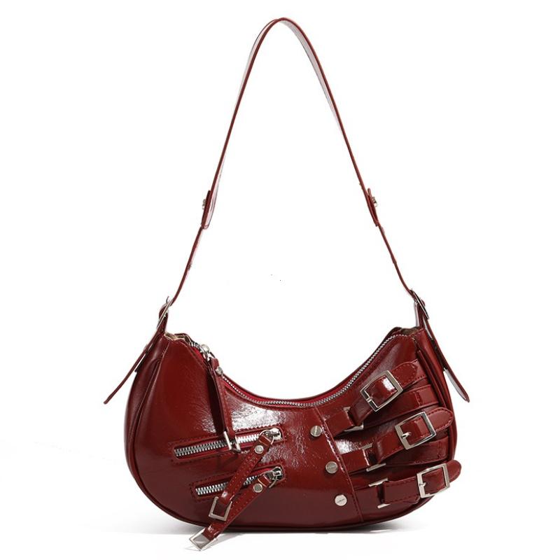 Vintage PU Leather Shoulder Bags For Women Y2K Trendy Cool American Motorcycle Bag 2026 Hot Sale Bags for Women Designer Handbag