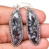 Larvikite Jasper Gemstone Handmade Silver Jewelry Earrings 1.5''