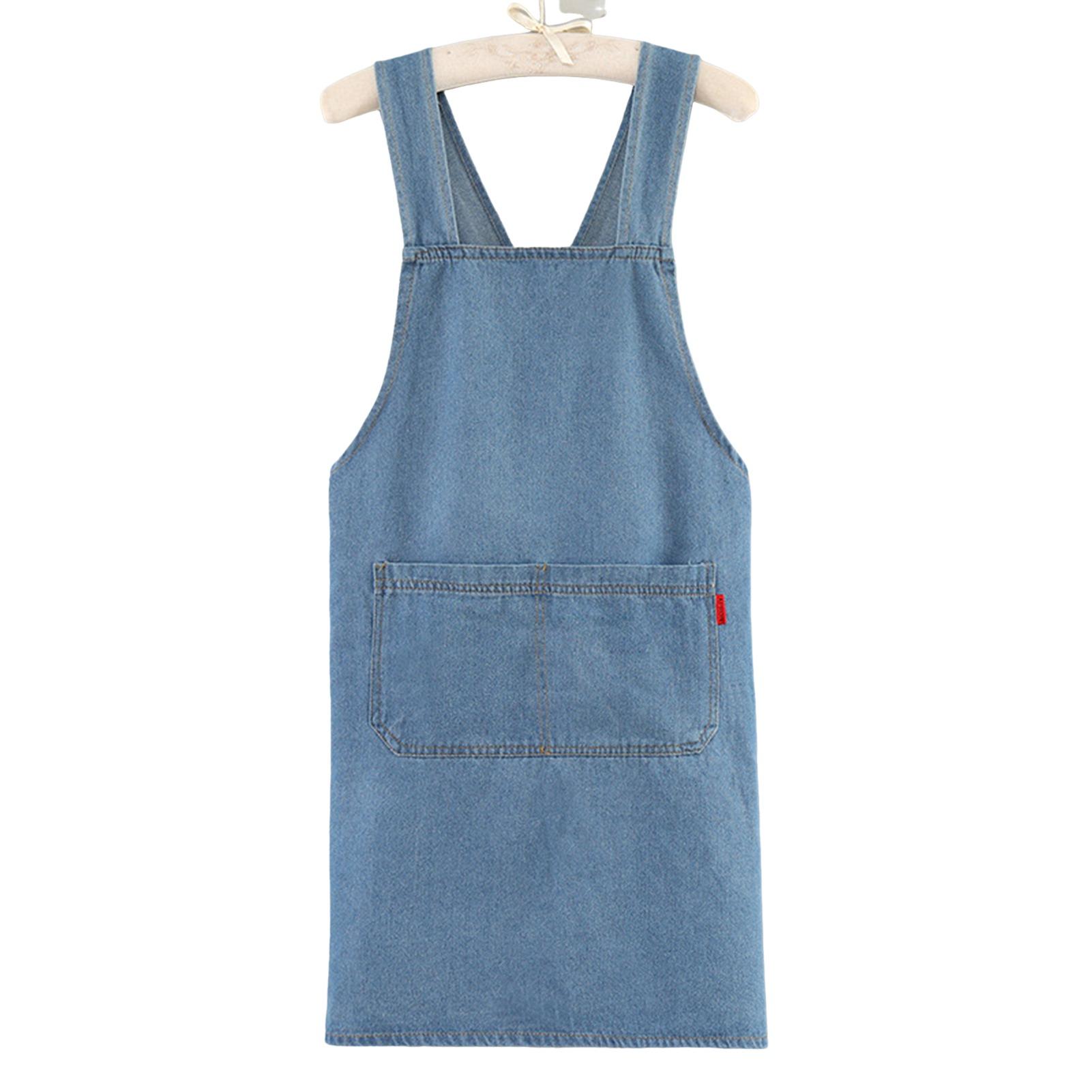

Men Women Daily Work Apron Front Pocket Adjustable Straps For Women Men As Shown светло-синий