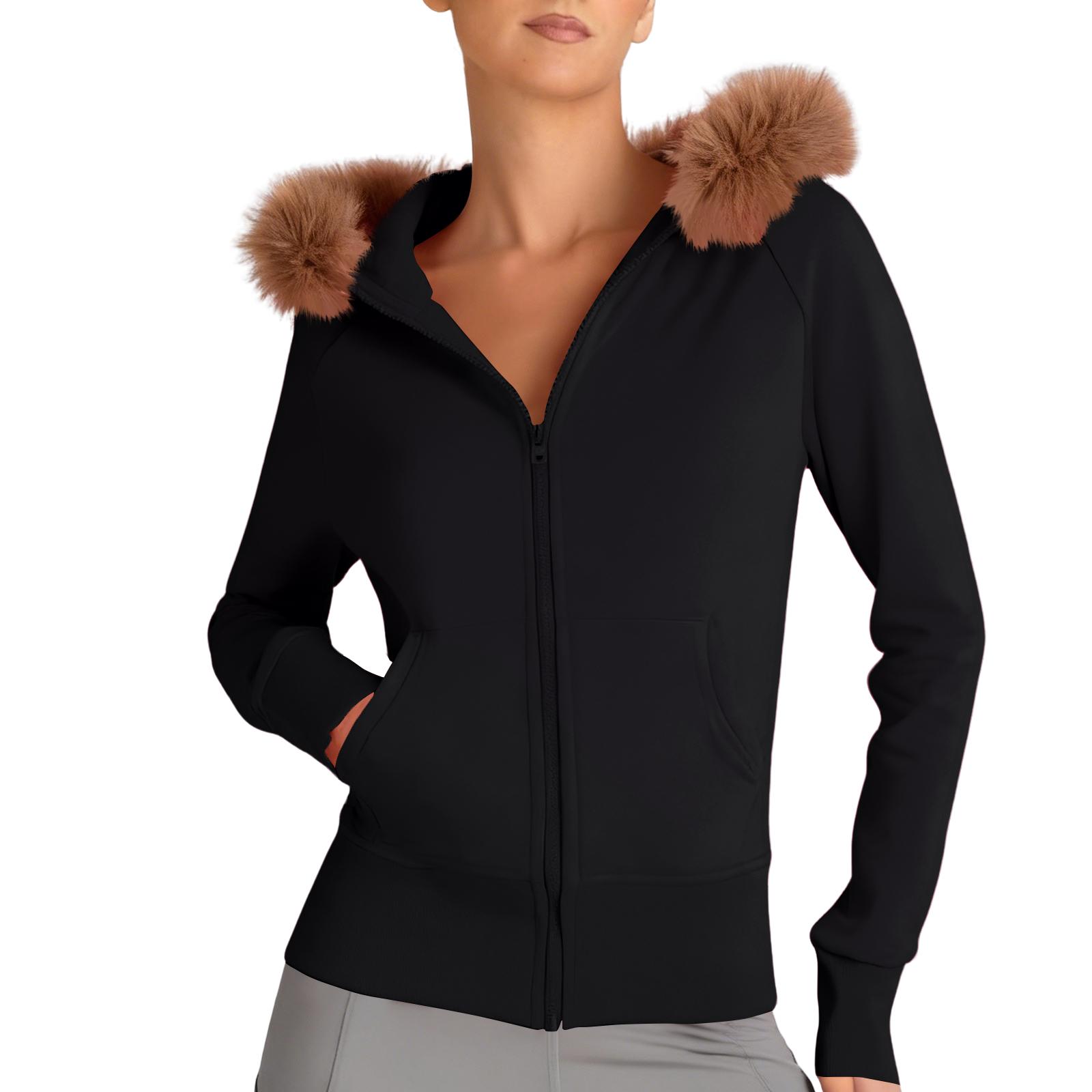 Women s Collar Zipper Sweatshirt Cardigan Hooded Versatile Casual Jacket XL чёрный 2990₽