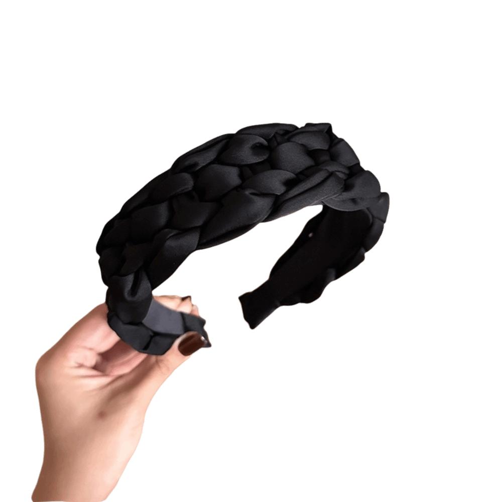 

Wide Black Headband Padded Design Women Head Hoop Handmade Braided Hairband Ladies S