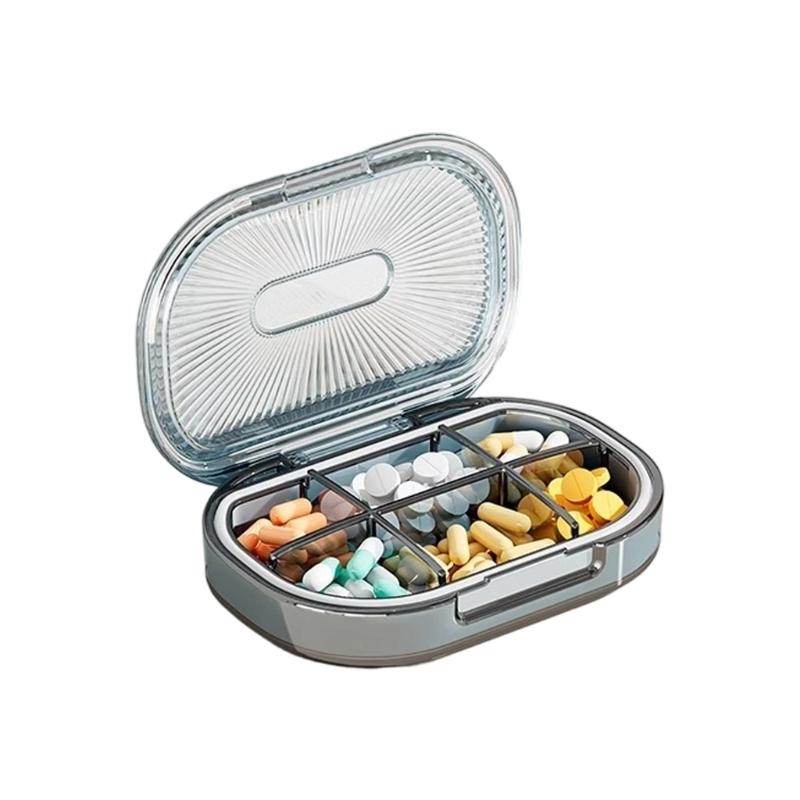 

Weekly Pills Container 6 Individual Compartments Hygienic Storage Solution Visible Drugs Identification синій