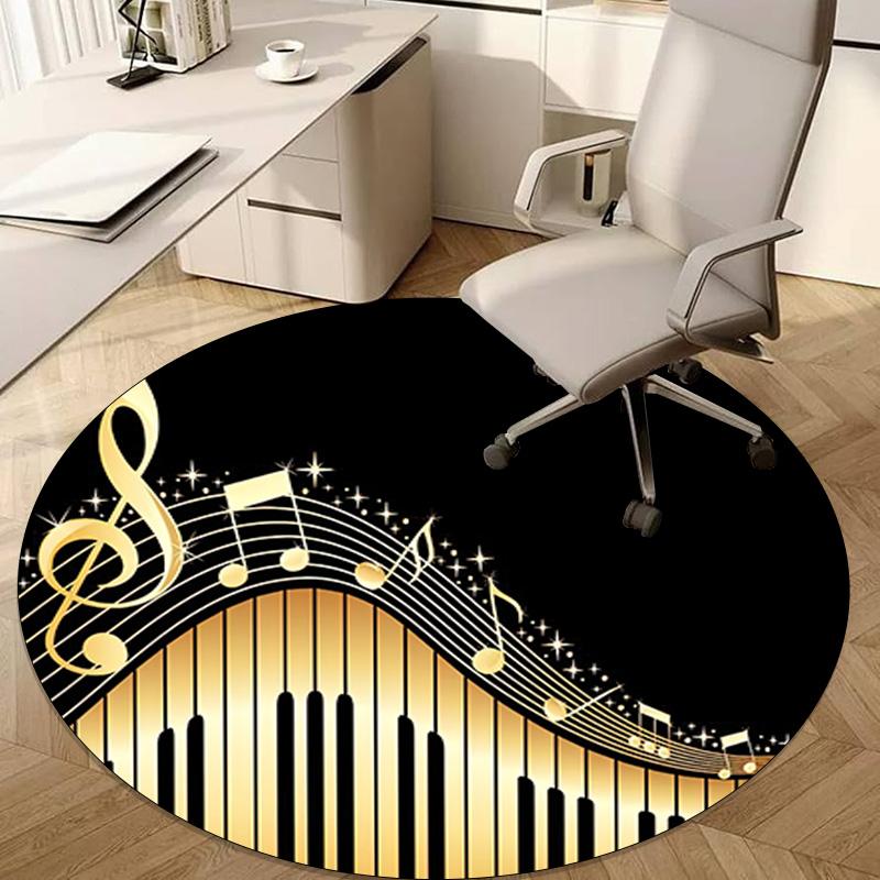 1Pc Staff music Circular Print Rug - home decoration Carpet For Living Room Bedroom Flooring Computer Chair Area Rug