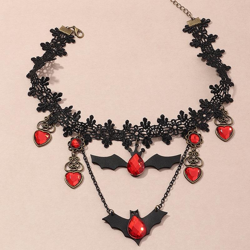 European and American Holiday Decorations Creative and Personalized Lace Necklaces Necklaces Bat Halloween Necklaces