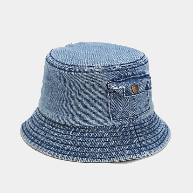 Brand Oohmy Cotton Denim Bucket Hat Men Women Trendy Lightweight Outdoor Hot Fun Summer Beach Vacation Getaway Headwear Cap
