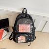 Schoolbag High Value Ins Versatile Polka Dot Backpack Japanese Transparent Bar Pain Bag College Style Junior High School Student Backpack