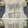 Cardigan estivo in chiffon da donna - Pizzo con balze, Chiusura con laccio sul davanti, Maniche a campana, Sciarpa parasole.