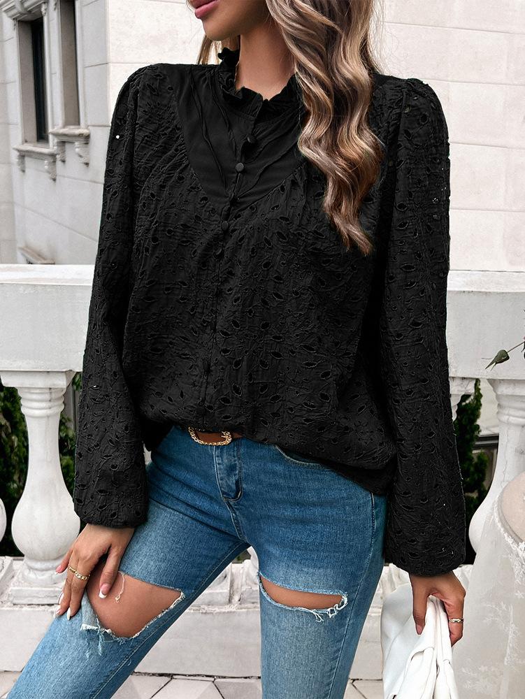 Women's Winter Skeleton Bubble Sleeve Long Sleeve Blouse Top