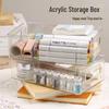 Acrylic Desktop Storage Box for Cosmetics, Snacks, Skincare, Masks, and Dorm Room Organization.