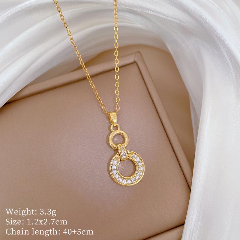 Copper Micro-Inlaid Necklace Women'S Copper Micro-Inlaid Real Gold Electroplating Simple And Exquisite Collarbone Chain Neck Chain