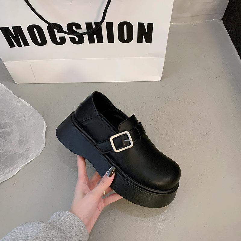 

Матовые ретро черные маленькие кожаные туфли женские новые ранняя весна платформа универсальные Мэри Джейн одинарные туфли 40 чёрный