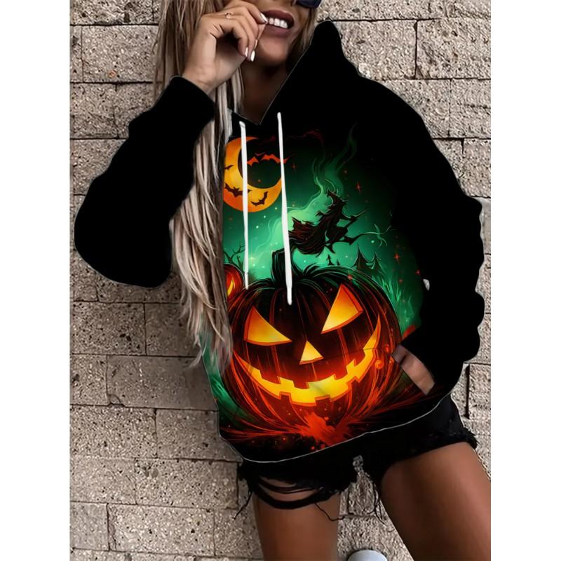 Womens Floral Print Hooded Sweatshirt Soft Comfortable Casual Pullover Daily Wear