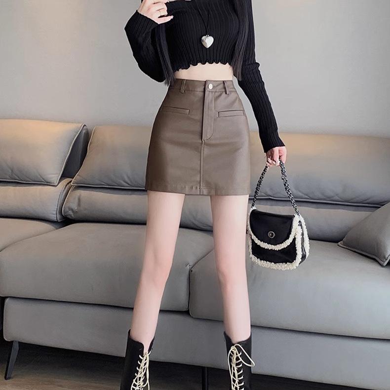 High-Waisted Black PU Leather Mini Skirt: Versatile, Hip-Hugging Style for Spring and Early Autumn 2025