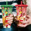 Christmas Color Changing Cups with Lids and Straws Bulk,Christmas Cups Include Spill Resistant Straw Water Iced Coffee or Tea