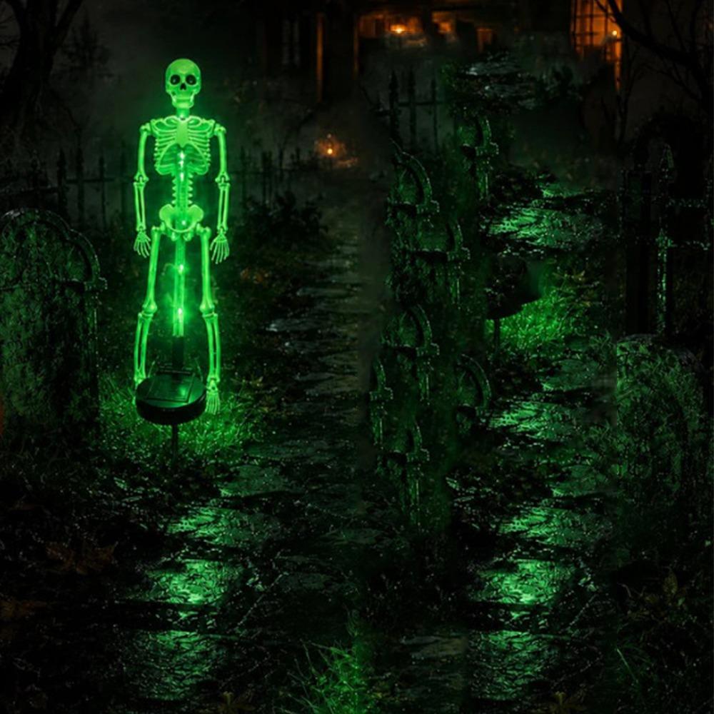 Wasserdichte Halloween Solar-Erdspießleuchten Realistischer Skelett Schädel Festliche LED-Lichter Außenbereich Garten