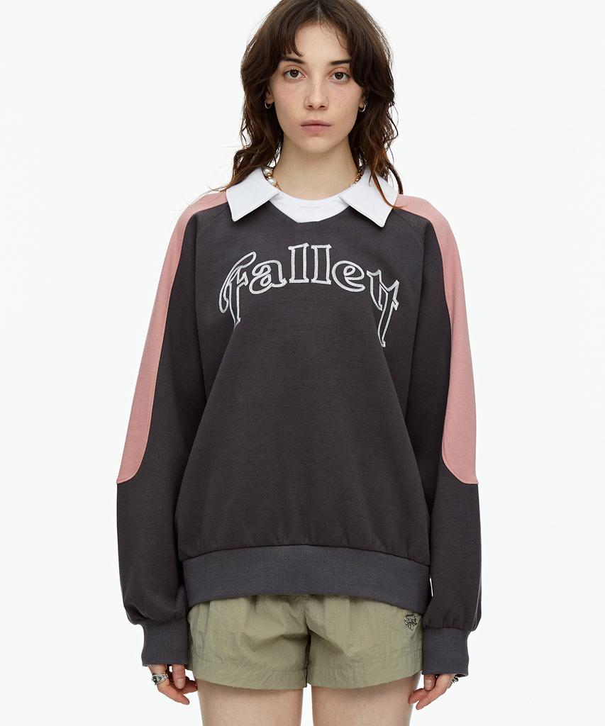 FALLETT Sporty Collared Sweatshirt Navy