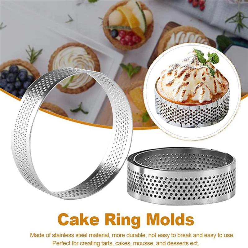 Cake Ring Molds, 30Pcs Stainless Steel Porous Tart Ring, Perforated Pie Cake Ring Mold, Cake Mousse Ring With Holes 7Cm-B61B