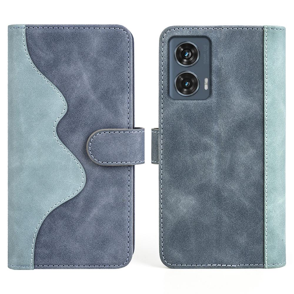 

Для Motorola Edge 50 Fusion 5G Case Flip Splicing Leather Phone Cover Blue