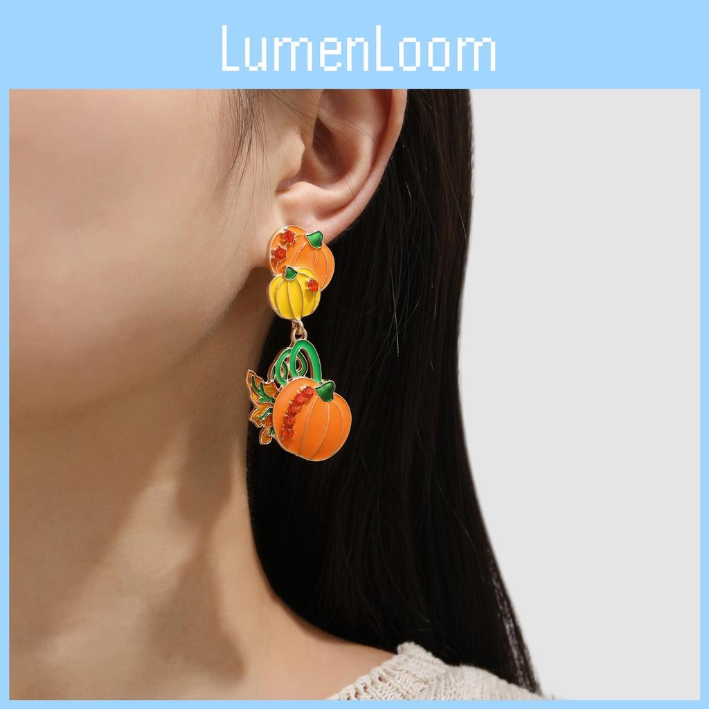 Playful And Fun Alloy Pumpkin Earrings With Cartoon Design For Halloween Celebrations For Women