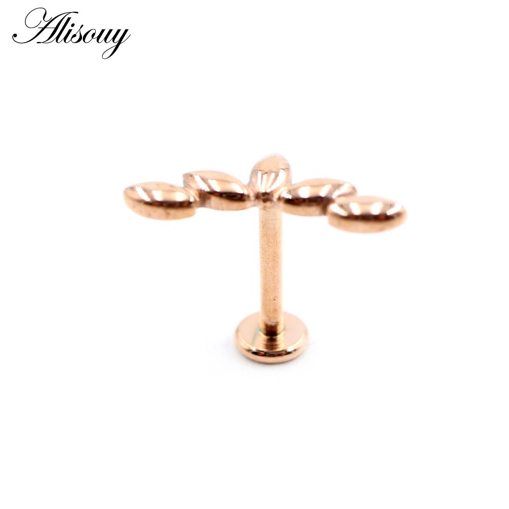 Alisouy 1 Stück Edelstahl Hundepfotenabdrücke Blatt 16G Tragus Helix Bar Labret Lippenring Knorpel Ohr Ohrring Piercing Körperschmuck