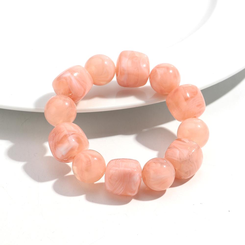 Acrylic Chunky Irregular Square Round Beaded Bracelet for Women European and American Simple Bracelet Fashion Hand Accessories