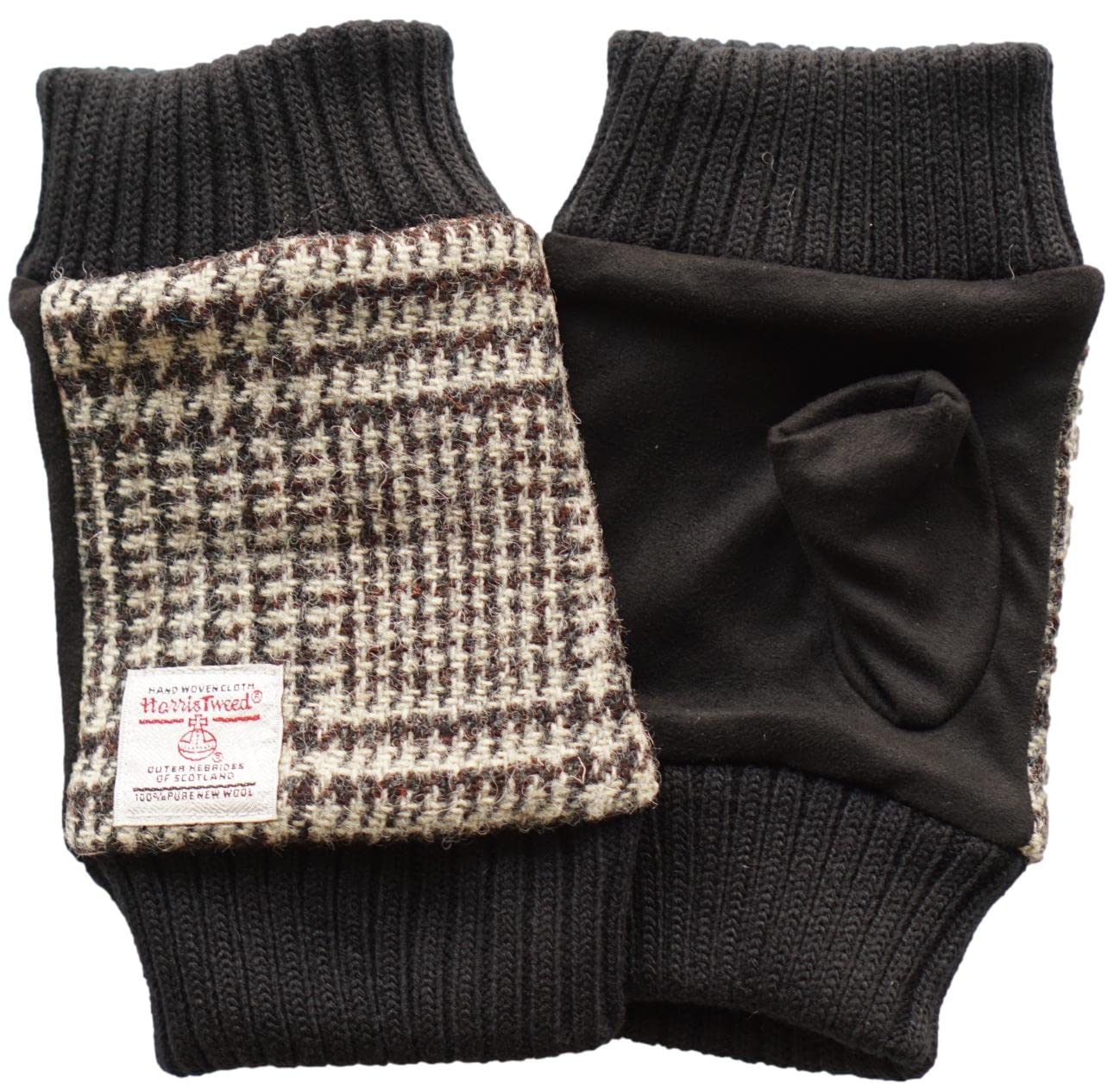 

Спящая овца Harris Tweed Митенки без пальцев Елочка Арм Глен клетка Узор с чехлом Перчатки, на флисовой подкладке, шерсть, женские грелки, 2-сторонние