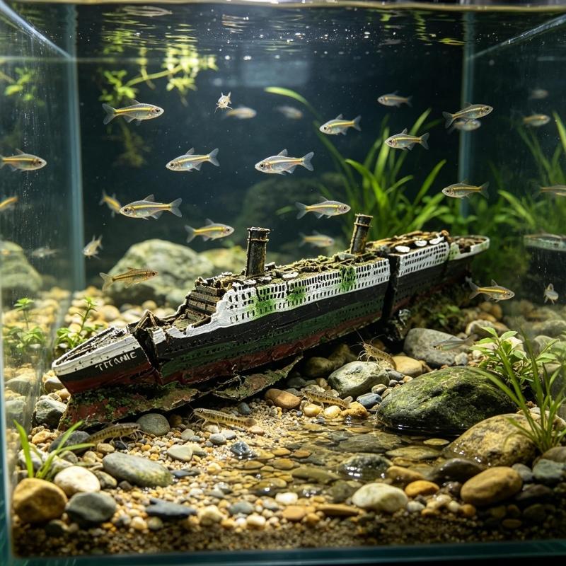 Resine Titanics Nave Sommersa Accessorio Acquari Autentiche Decorazione Scena Sottomarina Elementi Centrali per Acquari