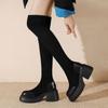Suede Knee Boots Women's Autumn and Winter New Elastic Thin Socks Boots Small Thick-soled Velvet Knight Boots