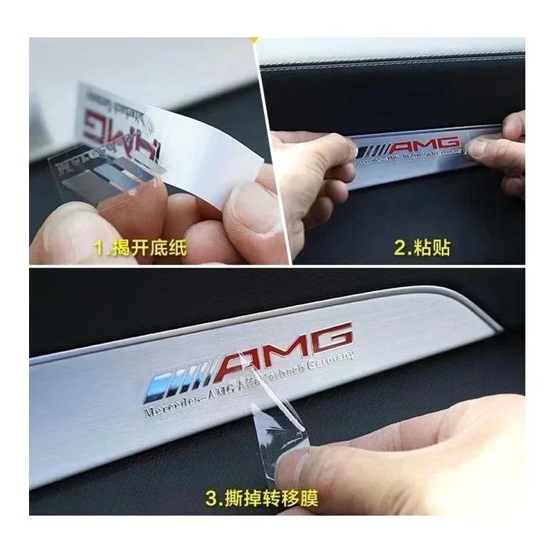For Mercedes benz AMG W204 W203 W205 W124 W221 W213 W212 3D Metal Car Body Window Dashboard Panel Decor Emblem Interior Stickers