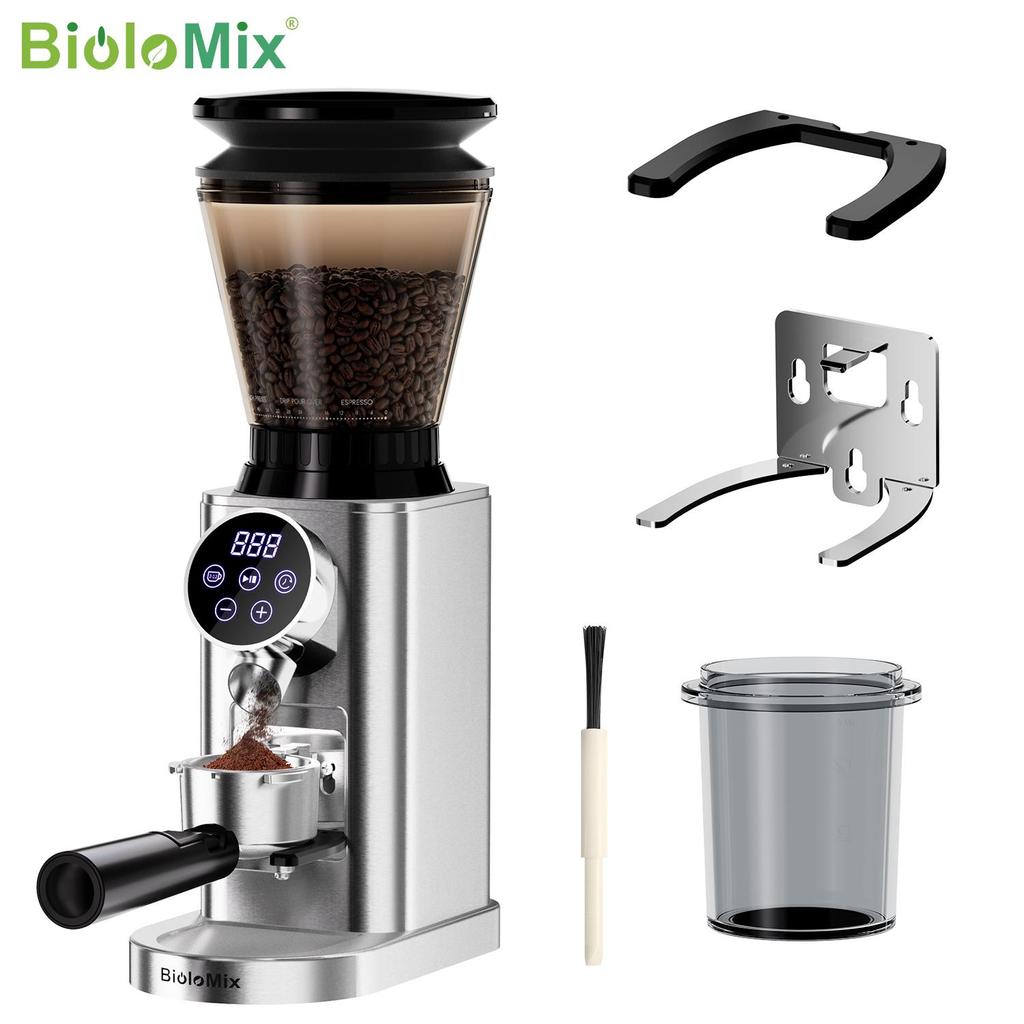 BioloMix CG210 Haushalts-Kaffeemühle Kegelmahlwerk mit Touch-Timer, 48 Mahlgrade für Espresso Pour Over