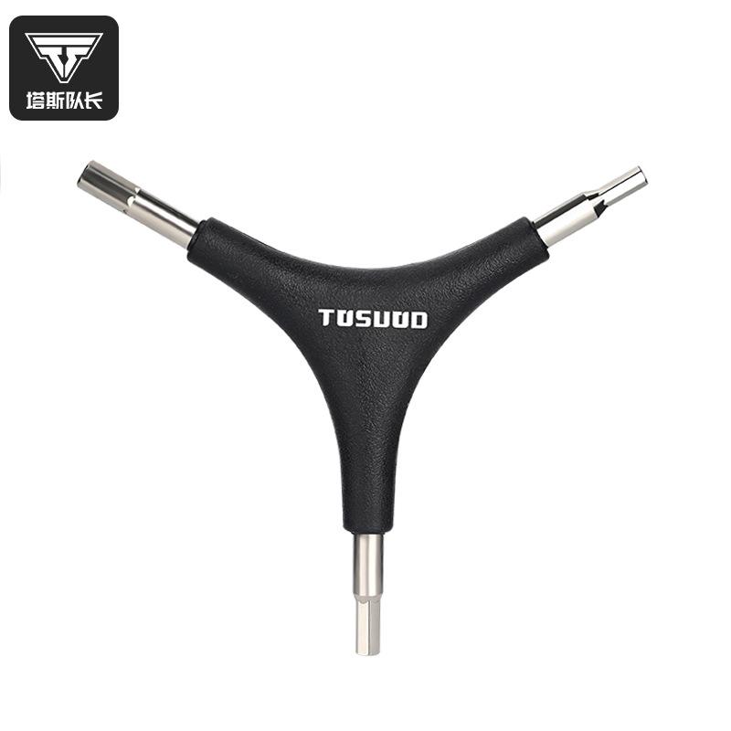 TOSUOD Multifunctional Three-End Wrench Hexagon Y-shaped Bicycle Repair Tool for Mountain Bike Shop Repair чёрный
