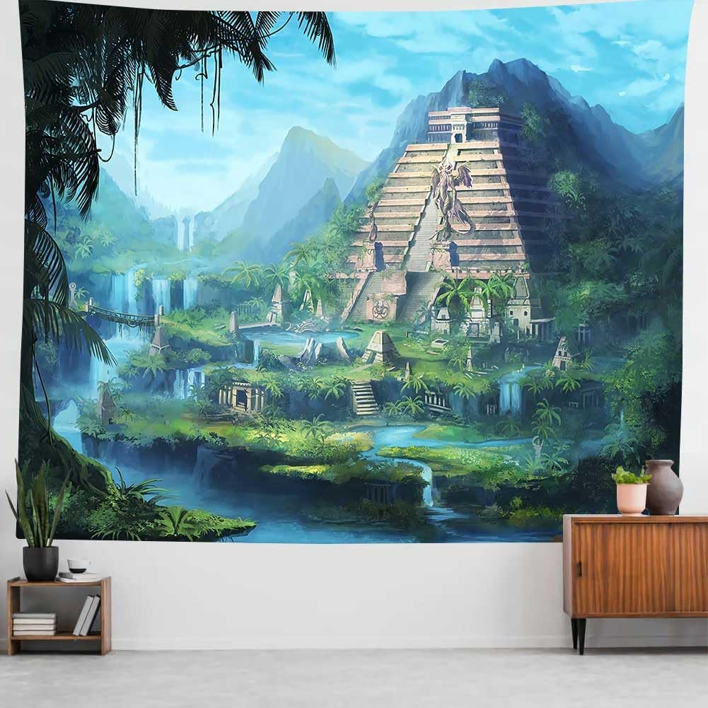 Tapestry pyramid ancient Greek Maya 75x100 чёрный