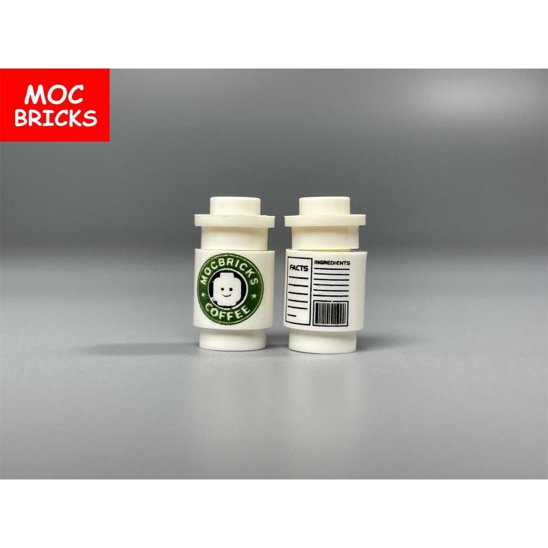 10pcs MOC Bricks Cofffe Bottle Cup Round Brick 1x1 Printed Part Model Assembled Toy Christmas Gift For Children Adult