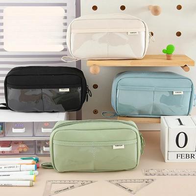 Creative Simple Pencil Bag Three-dimensional 180° Opening Pencil Box Dopamine Color Match Student Cute Stationery Storage Bag