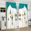 2PCS Ramadan auspicioso lua lanterna bênção Ramadan cortina impressa material de poliéster adequado para quarto sala de estar,