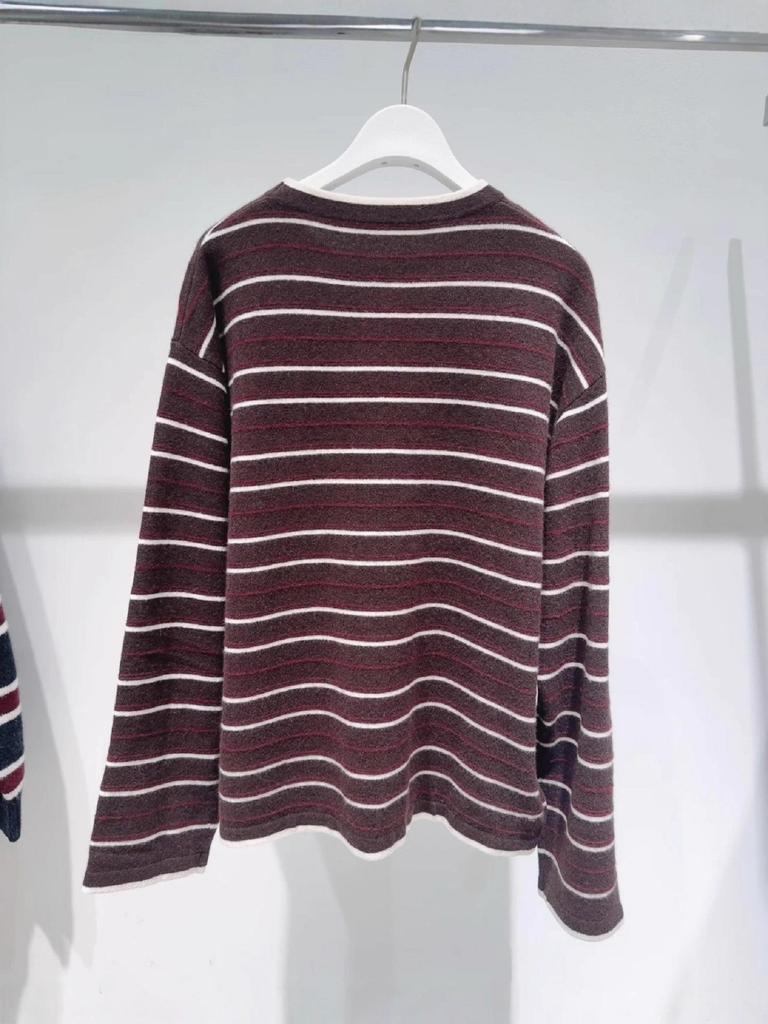 2025 Winter Women's Striped Loose Knit Sweater - Elegant & Versatile, Round Neck, Long Sleeve