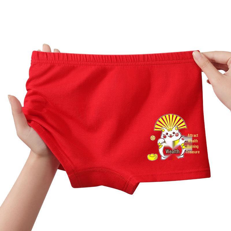 2025 Year of the Ox Girls' Pure Cotton Antibacterial Boxer Briefs - Breathable, A-Grade, No Pinch Fit for Students